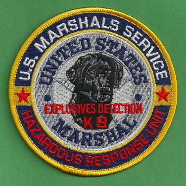 United States Marshal Explosives K-9 Detection Police Patch