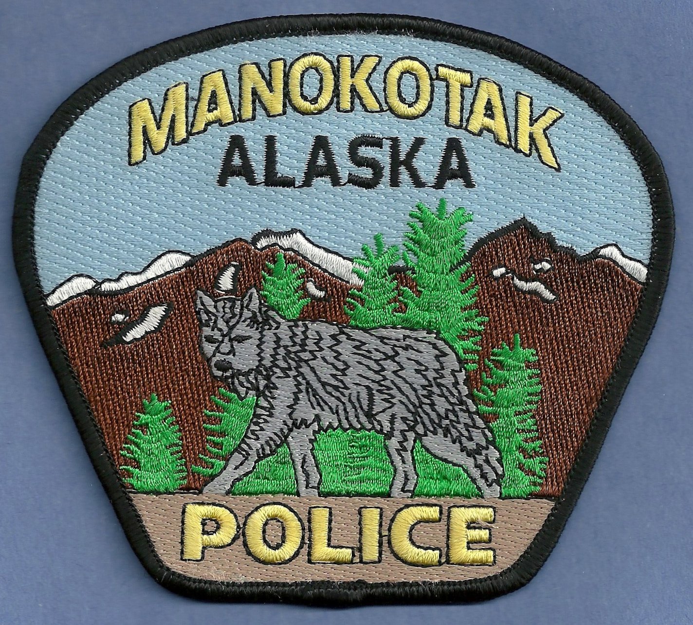 Manocotak Alaska Police Patch Wolf!