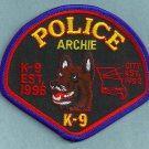Archie Missouri Police K-9 Unit Patch