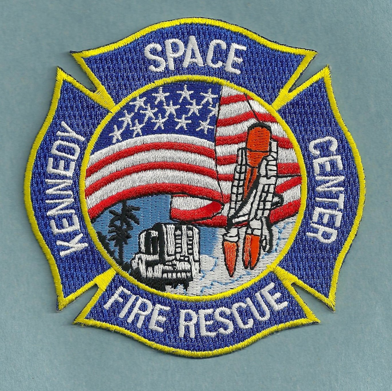 NASA Kennedy Space Center FL Fire Rescue Fire Dept Patch v3  Yellow Florida 