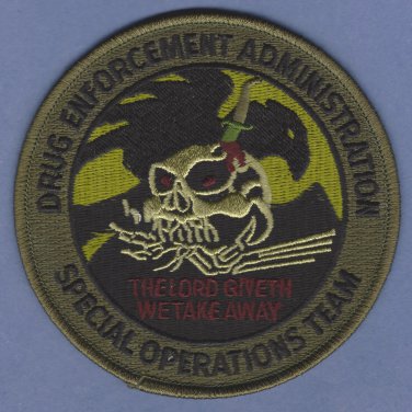 DEA Drug Enforcement Administration Special Operations Team Patch Green