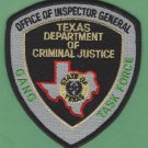 Texas Department of Criminal Justice Gang Task Force Police Patch