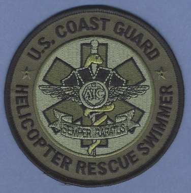 United States Coast Guard Helicopter Rescue Swimmer Patch Green