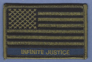 American Flag Patch "Infinite Justice" Green 3" X  2"