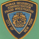New York City Police Human Resources Fraud Investigator Patch