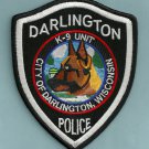 Darlington Wisconsin Police K-9 Unit Patch