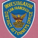 San Francisco California District Attorneys Office Investigator Patch