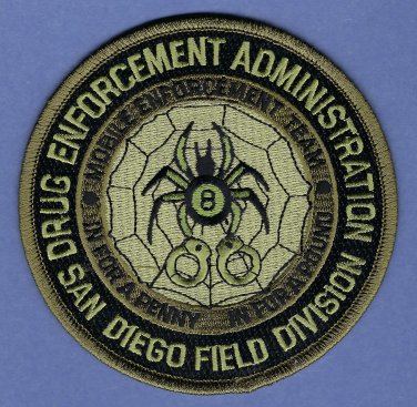 DEA San Diego California Field Division Police Patch Subdued