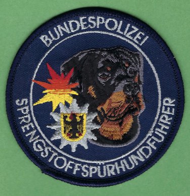 German Federal Police Explosives Tracker K-9 Handler Patch Rottweiler