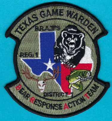 Texas Game Warden Bear Response Action Team Patch