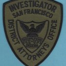 San Francisco California District Attorneys Office Investigator Patch Green