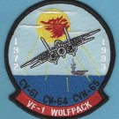 U.S. Navy VF-1 Wolfpack Fighter Squadron F-14 Aircraft Patch U.S. Navy VF-1 Wolfpack Fighter Squadron F-14 Aircraft Patch