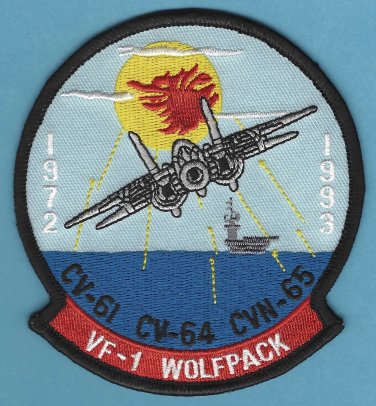 U.S. Navy VF-1 Wolfpack Fighter Squadron F-14 Aircraft Patch