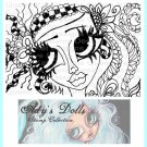 Doodled Dollie Unmounted Rubber Stamp