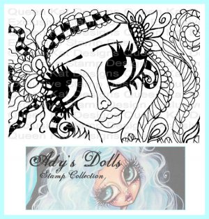 Doodled Dollie Unmounted Rubber Stamp