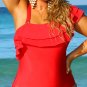 Espa&Atilde;&plusmn;a" Ruffle Plus Size Swimsuit w/Detachable Strap- Red