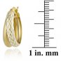 22k Gold/ Silver Double Hoop Diamond-cut Earrings