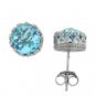 Meredith Leigh Sterling Silver Crown-set Blue Topaz Earrings