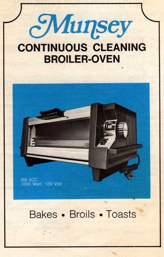 Munsey Continuous Cleaning Broiler-Oven BB-3CC 1000 Watt, 120 Volt Instruction Manual