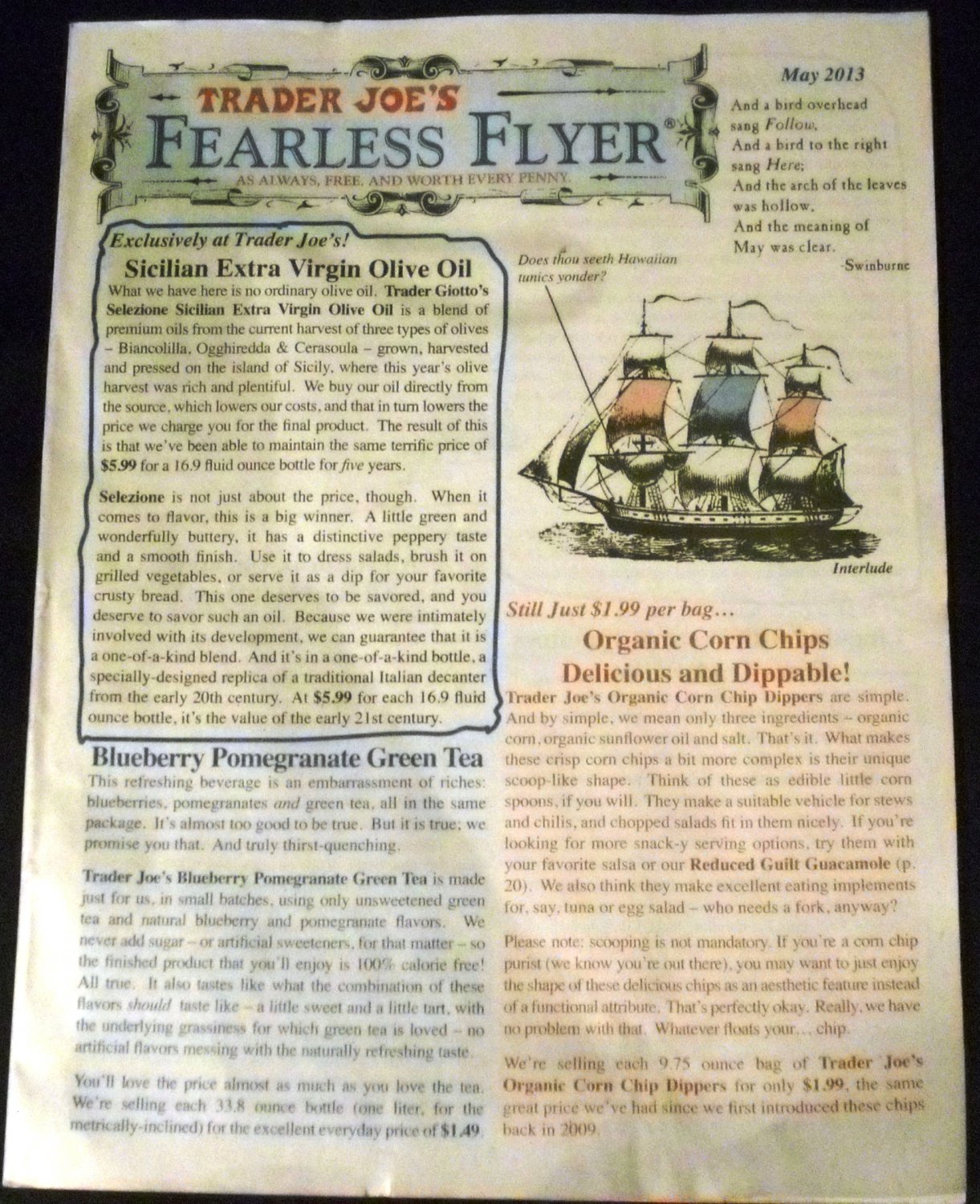 Trader Joe's Fearless Flyer Catalog May 2013