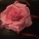 Glitter Feather Flower Hair Bow Clip Brooch Pin - Light Pink