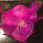 Glitter Feather Flower Hair Bow Clip Brooch Pin - Purple
