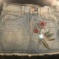 Grane Women's Jr Sz 0 Distressed Fringed Studded Embellished Pocket Jean/Denim Mini Skirt