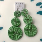 African Kenyan Masai earrings Green Bead Discs