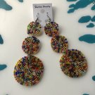 African Kenyan Masai earrings Multicolor Bead Discs