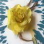 Glitter Feather Flower Hair Bow Clip Brooch Pin - Yellow