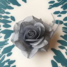Glitter Feather Flower Hair Bow Clip Brooch Pin - Grey