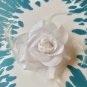 Glitter Feather Flower Hair Bow Clip Brooch Pin - White