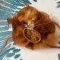 Glitter Feather Flower Hair Bow Clip Brooch Pin - Brown