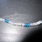 Hand Strung Blue and White Seed Bead Necklace
