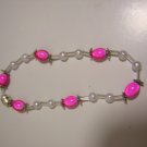 8" Pink Oval Bead Bracelet With Pearls - Magnetic Clasp