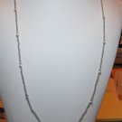 30 Inch Silver Seed bead Necklace With Grey And White Moonstone