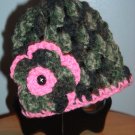 Crocheted Baby Hat -Camo & Pink