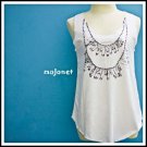 Unique Safety Pins Necklace Cotton Sleeveless Tank Top, Racerback, Free Size