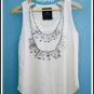 Unique Safety Pins Necklace Cotton Sleeveless Tank Top, Racerback, Free Size