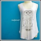 Owl Cotton Sleeveless Tank Top, Racerback, Free Size