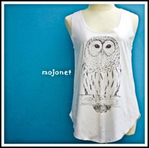 Owl Cotton Sleeveless Tank Top, Racerback, Free Size
