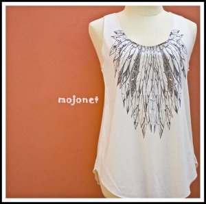 Feathers Sleeveless Tank Top, Racerback, Free Size