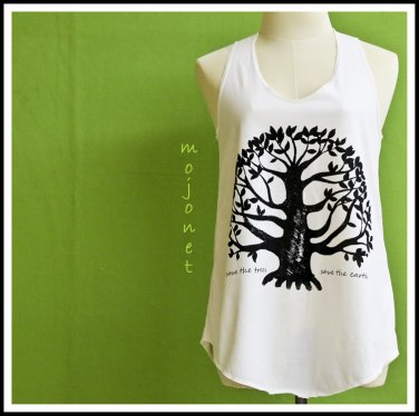 Save The Trees Cotton Sleeveless Tank Top, Racerback, Free Size