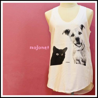 Cat & Dog Sleeveless Tank Top, Racerback, Free Size