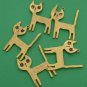 5pcs Golden Cat Pendants.