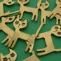 5pcs Golden Cat Pendants.