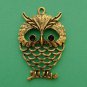 5pcs Large Owl Pendant, Antiqued Gold