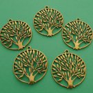 5 pcs Antiqued Gold Tree Pendant
