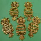 5pcs Huge Owl Pendant, Antiqued Gold