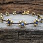 Sodalite Brass Flower Anklet